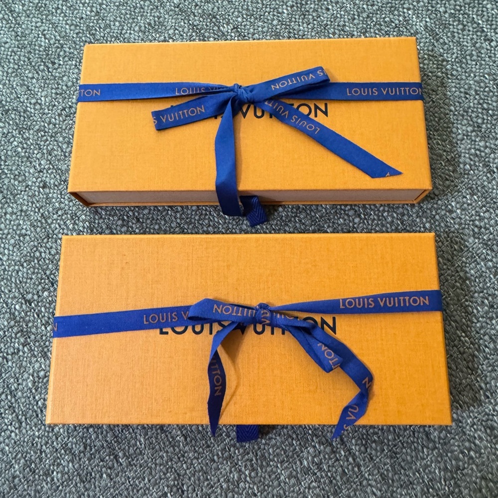 New Louis Vuitton Orange Boxes with Blue Ribbon